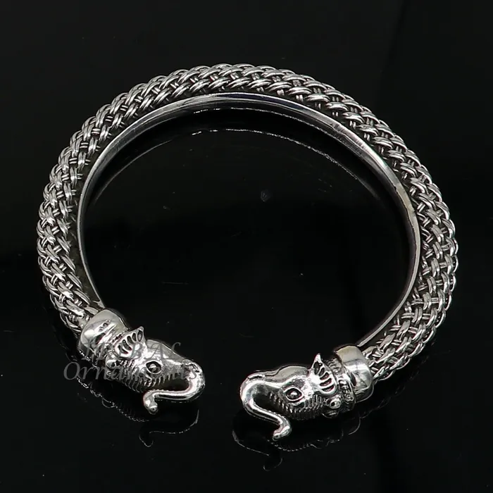 Bracelets TRIBAL ORNAMENTS 925 sterling silver traditional cultural ethnic elephant kada bangle bracelet pretty attractive tribal cuff bracelet ethnic jewelry nsk623