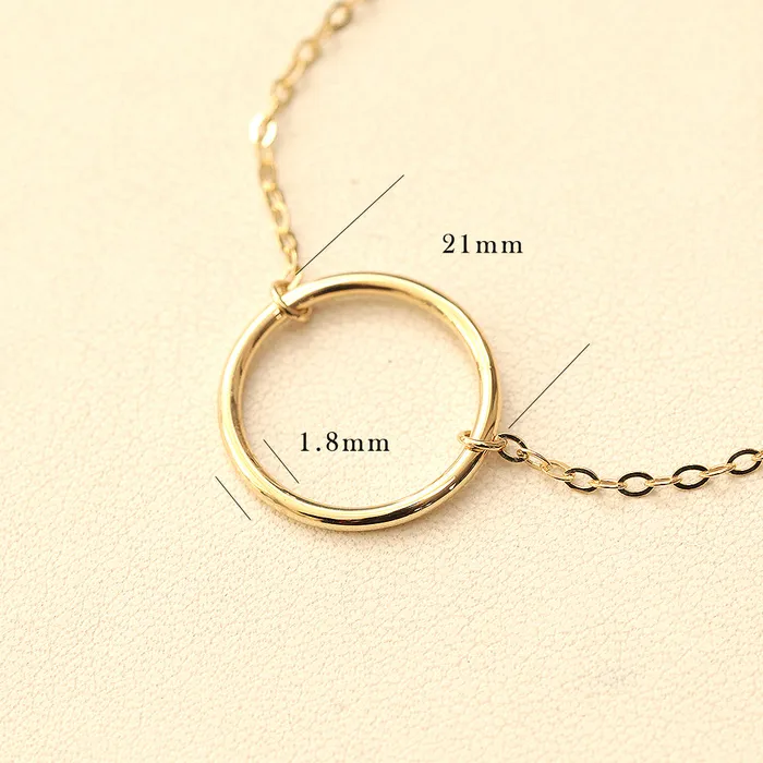 14K Gold Circle Necklace MinimalBijoux Necklaces