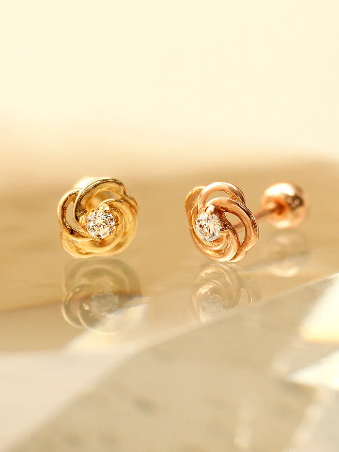 MinimalBijoux Earrings 14K Gold 3D Mini Rose Cartilage Earring 20G18G16G