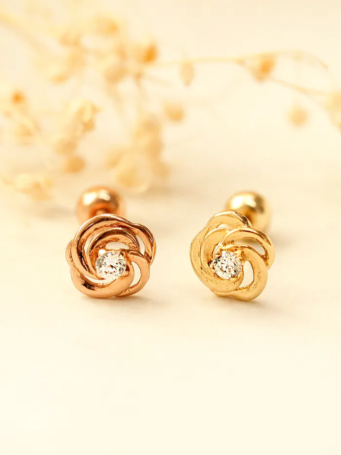 MinimalBijoux Earrings 14K Gold 3D Mini Rose Cartilage Earring 20G18G16G