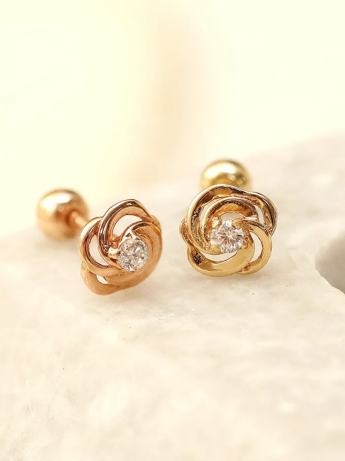 MinimalBijoux Earrings 14K Gold 3D Mini Rose Cartilage Earring 20G18G16G