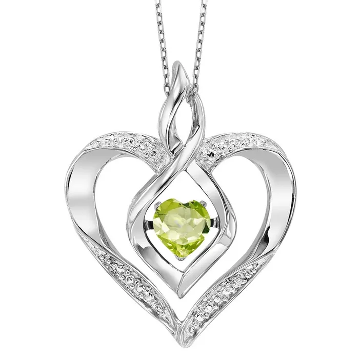 International Diamond Center Necklaces Silver Diamond Created Peridot Pendant