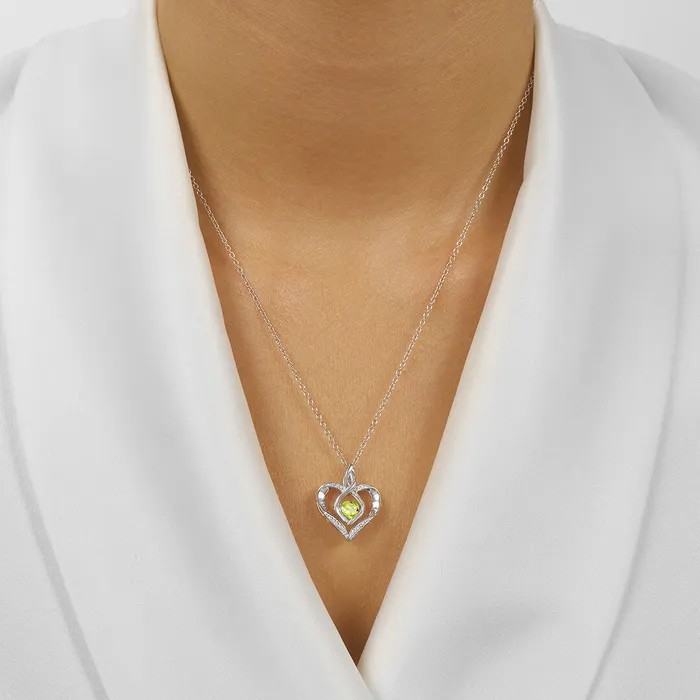 International Diamond Center Necklaces Silver Diamond Created Peridot Pendant