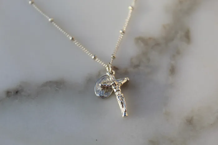 Rings TheLittleCatholic Miraculous Medal and Crucifix in Sterling Silver