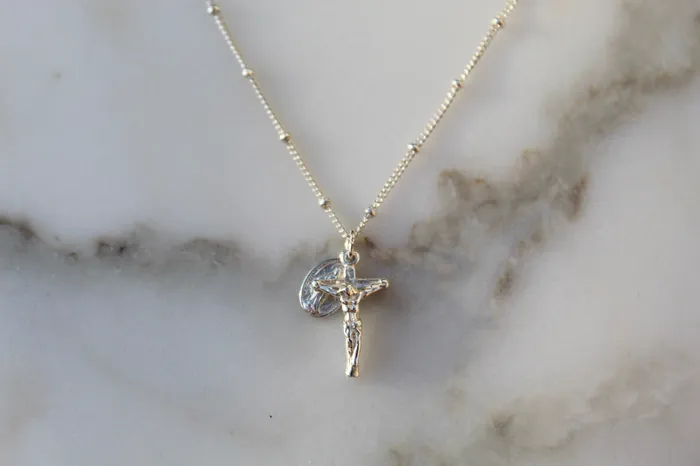 Rings TheLittleCatholic Miraculous Medal and Crucifix in Sterling Silver