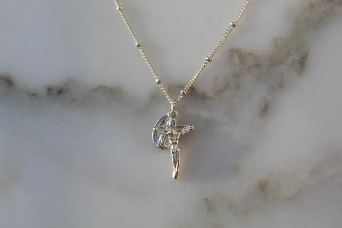 Rings TheLittleCatholic Miraculous Medal and Crucifix in Sterling Silver