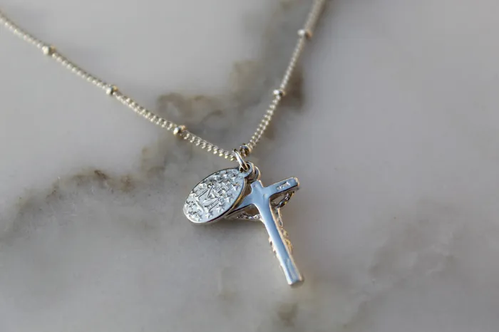 Rings TheLittleCatholic Miraculous Medal and Crucifix in Sterling Silver