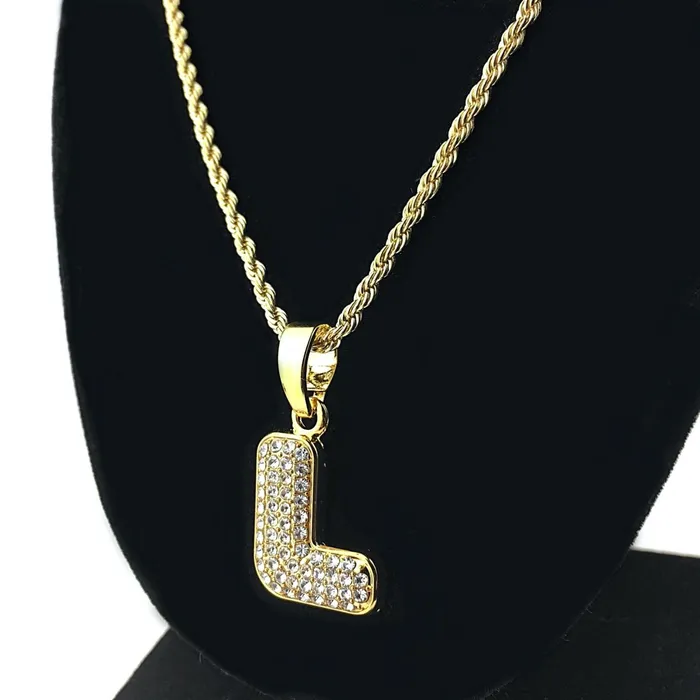 14K Gold Plated L Letter Micro Chain Rope Necklace Bling Cartel Admin Necklaces