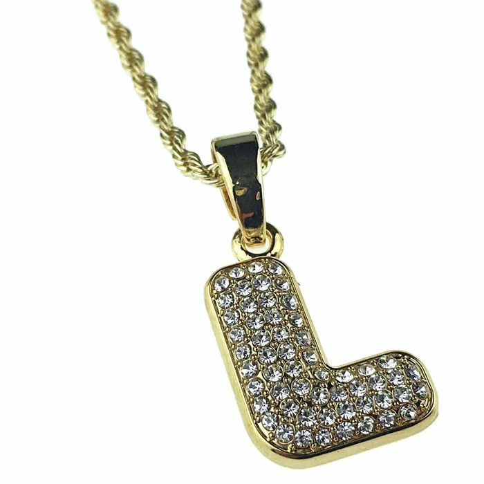 14K Gold Plated L Letter Micro Chain Rope Necklace Bling Cartel Admin Necklaces