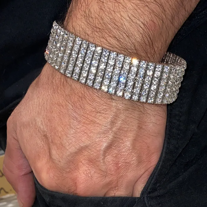14K Gold Plated or Silver Tone Bracelet Iced Six Rows Bling Out 6 Row 85 Bling Cartel Bracelets