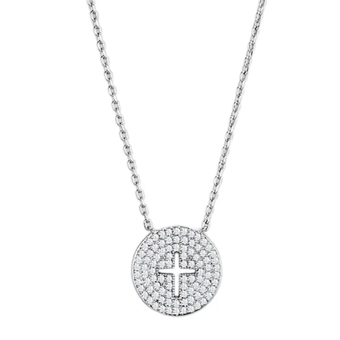 3W434 Rhodium Brass Necklace with AAA Grade CZ in Clear Alamode Necklaces
