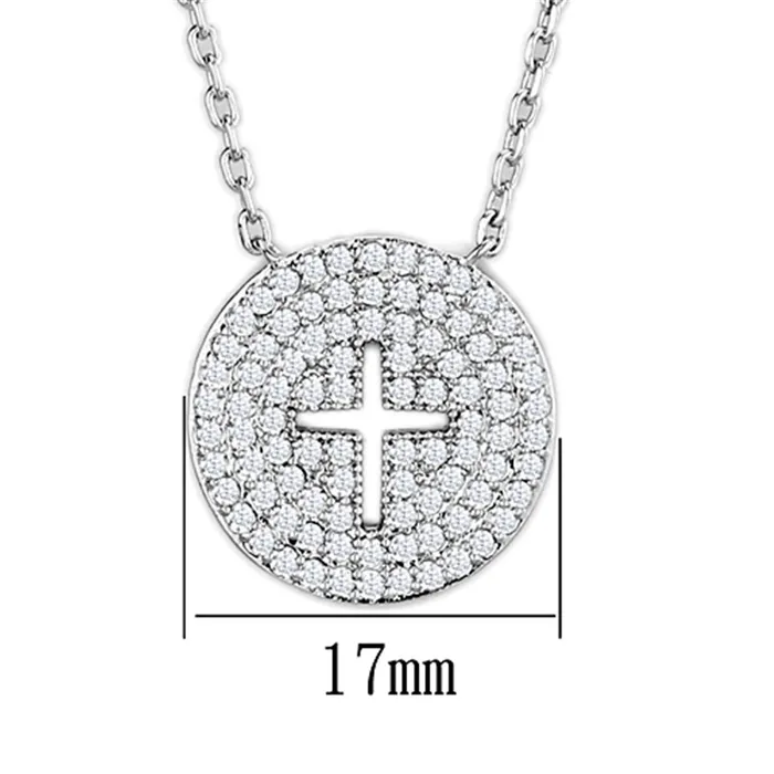 3W434 Rhodium Brass Necklace with AAA Grade CZ in Clear Alamode Necklaces