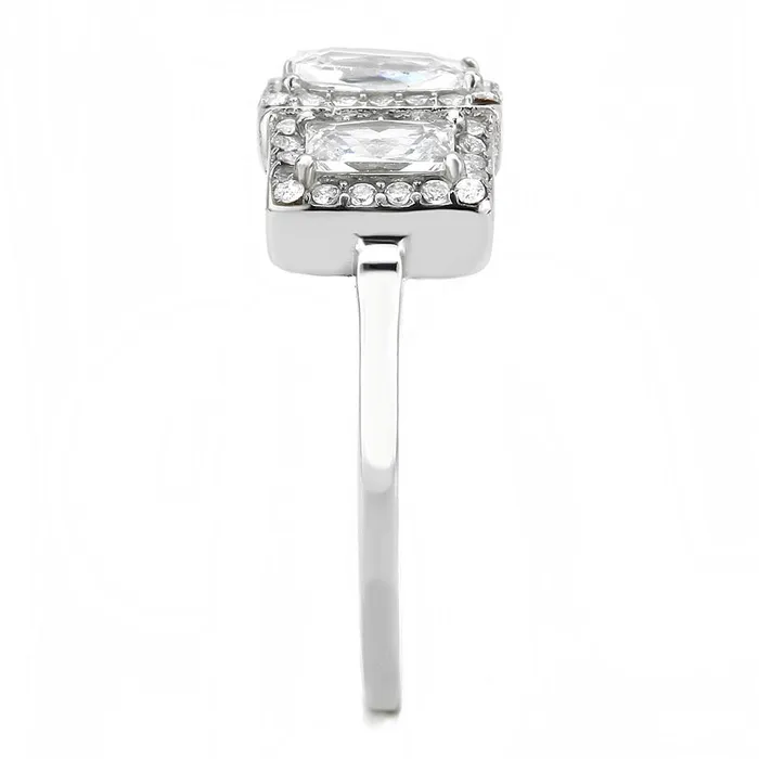 Alamode DA322 No Plating Stainless Steel Ring with AAA Grade CZ in Clear Rings
