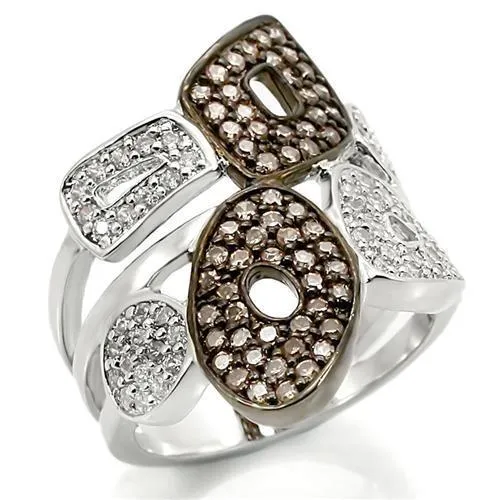 Alamode Rings 0W295 Rhodium Ruthenium Brass Ring with AAA Grade CZ in Champagne
