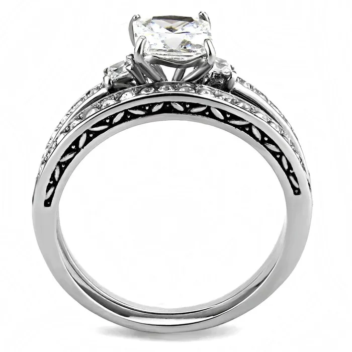 Alamode Rings TK3510 High polished no plating Stainless Steel Ring with AAA Grade CZ in Clear