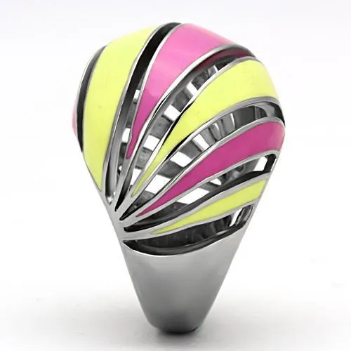 Alamode Rings TK803 High polished no plating Stainless Steel Ring with Epoxy in Multi Color