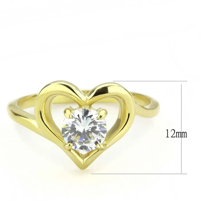 Alamode TK3628 IP GoldIon Plating Stainless Steel Ring with AAA Grade CZ in Clear Rings