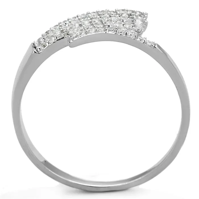 Alamode TS203 Rhodium 925 Sterling Silver Ring with AAA Grade CZ in Clear Rings