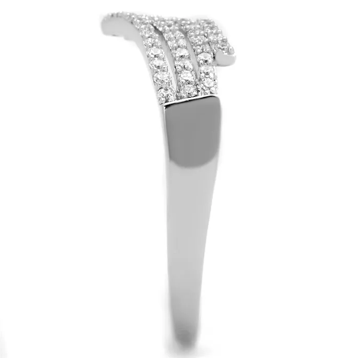 Alamode TS203 Rhodium 925 Sterling Silver Ring with AAA Grade CZ in Clear Rings
