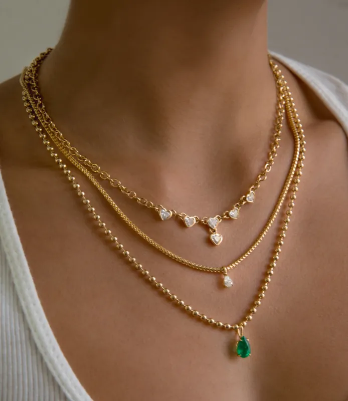 anitako Necklaces FRANCO CHAIN WITH PEAR DIAMOND PENDANT