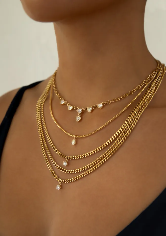 anitako Necklaces FRANCO CHAIN WITH PEAR DIAMOND PENDANT