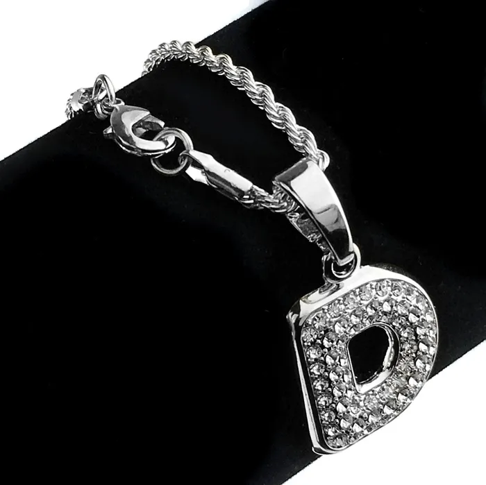 Bling Cartel Admin Necklaces Silver Tone D Letter Micro Chain Rope Necklace