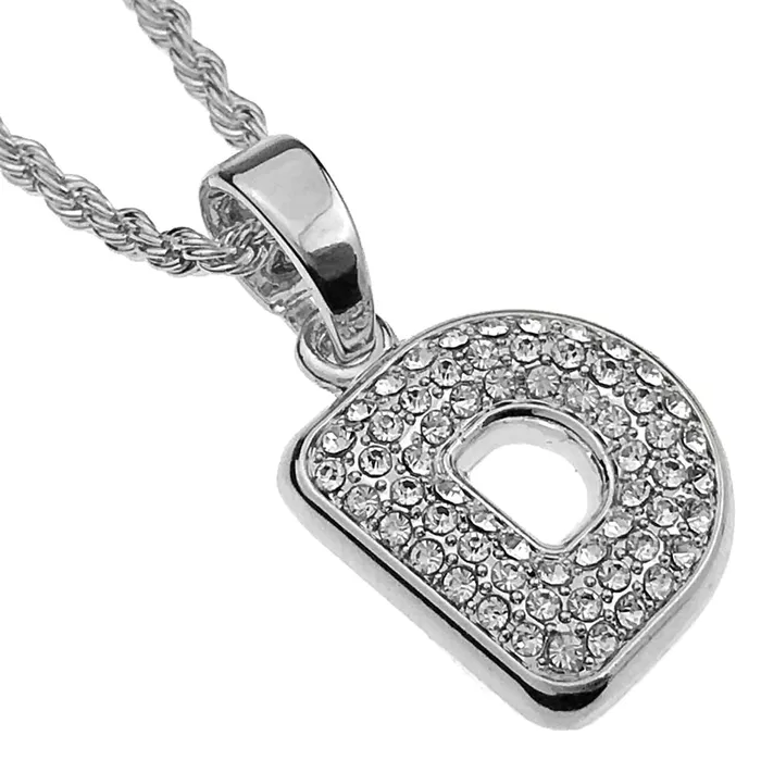 Bling Cartel Admin Necklaces Silver Tone D Letter Micro Chain Rope Necklace