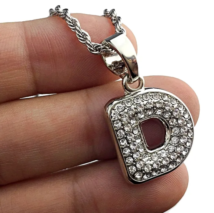 Bling Cartel Admin Necklaces Silver Tone D Letter Micro Chain Rope Necklace