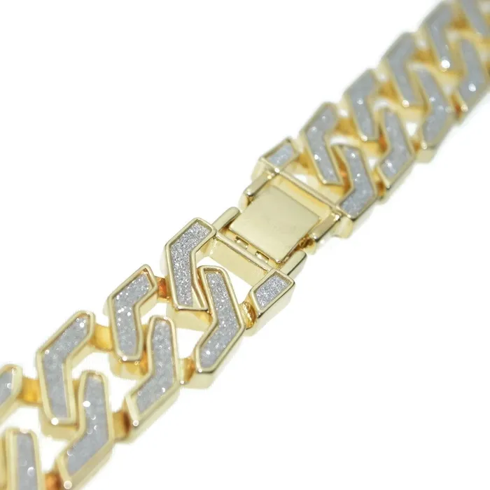 Bling Cartel Admin Sand Blast Hip Hop Chain Necklace Gold Finish Squared Links 30 20MM Necklaces