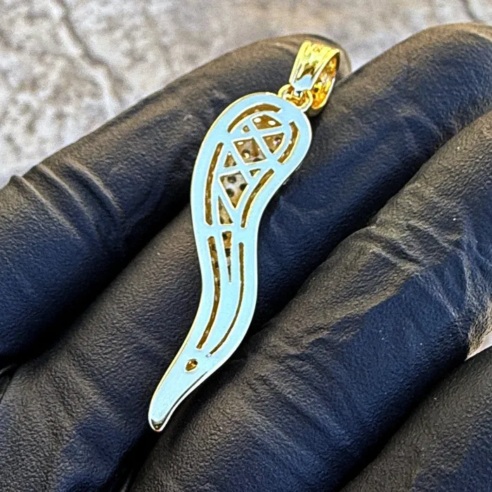 Bling Cartel Necklaces 14k Gold Plated over 925 Sterling Silver Italian Horn Cornicello Cuerno CZ Iced Pendant Bling Cartel Necklaces 14k Gold Plated over 925 Sterling Silver Italian Horn Cornicello Cuerno CZ Iced Pendant