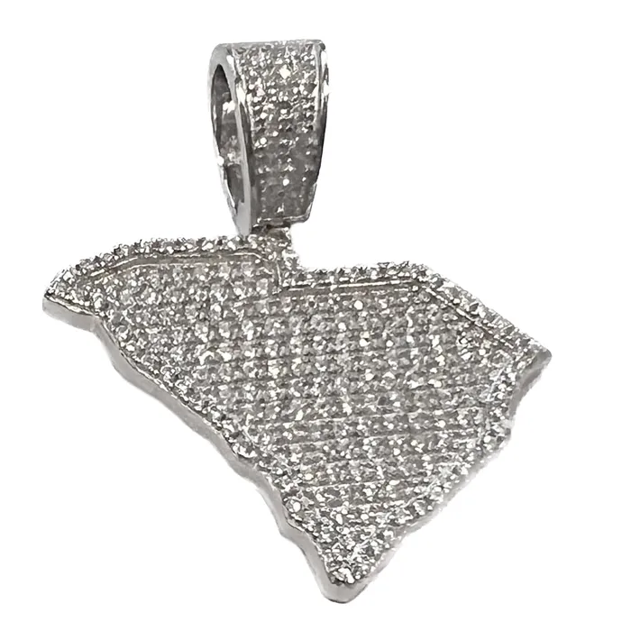 Bling Cartel Necklaces 925 Sterling Silver State of New York CZ Iced NY Bling Charm Pendant