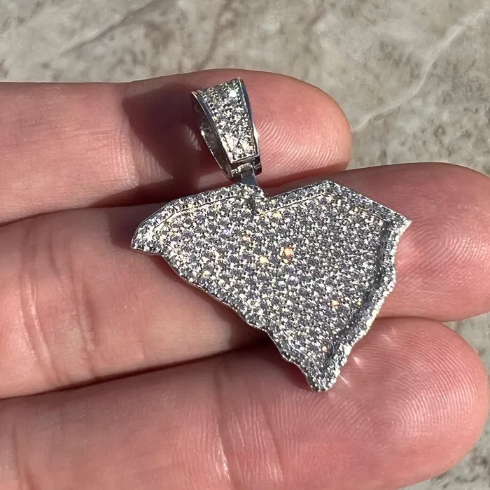 Bling Cartel Necklaces 925 Sterling Silver State of New York CZ Iced NY Bling Charm Pendant Bling Cartel Necklaces 925 Sterling Silver State of New York CZ Iced NY Bling Charm Pendant