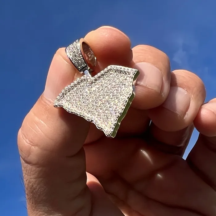 Bling Cartel Necklaces 925 Sterling Silver State of New York CZ Iced NY Bling Charm Pendant Bling Cartel Necklaces 925 Sterling Silver State of New York CZ Iced NY Bling Charm Pendant
