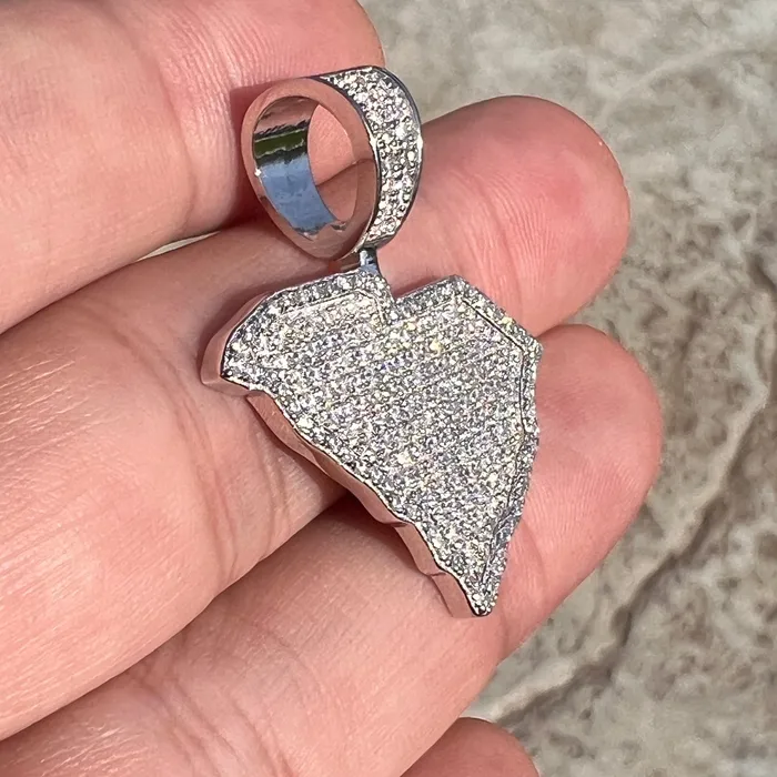 Bling Cartel Necklaces 925 Sterling Silver State of New York CZ Iced NY Bling Charm Pendant Bling Cartel Necklaces 925 Sterling Silver State of New York CZ Iced NY Bling Charm Pendant