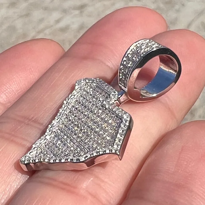 Bling Cartel Necklaces 925 Sterling Silver State of New York CZ Iced NY Bling Charm Pendant Bling Cartel Necklaces 925 Sterling Silver State of New York CZ Iced NY Bling Charm Pendant