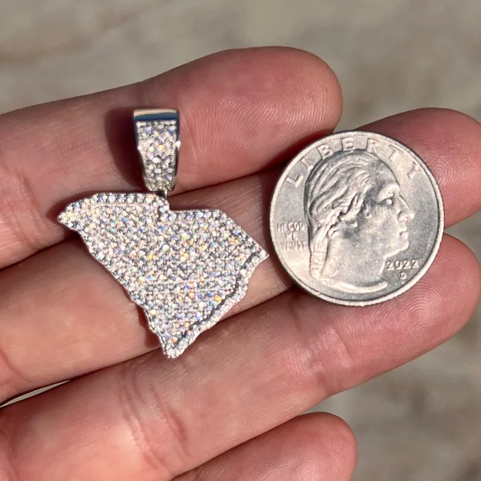 Bling Cartel Necklaces 925 Sterling Silver State of New York CZ Iced NY Bling Charm Pendant Bling Cartel Necklaces 925 Sterling Silver State of New York CZ Iced NY Bling Charm Pendant