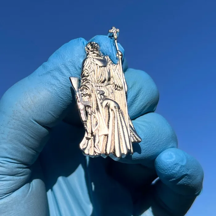 Bling Cartel Necklaces Santa Muerte Matte 925 Silver AK47 Gun Moissanite VVS1 Pendant Dije De Plata Bling Cartel Necklaces Santa Muerte Matte 925 Silver AK47 Gun Moissanite VVS1 Pendant Dije De Plata