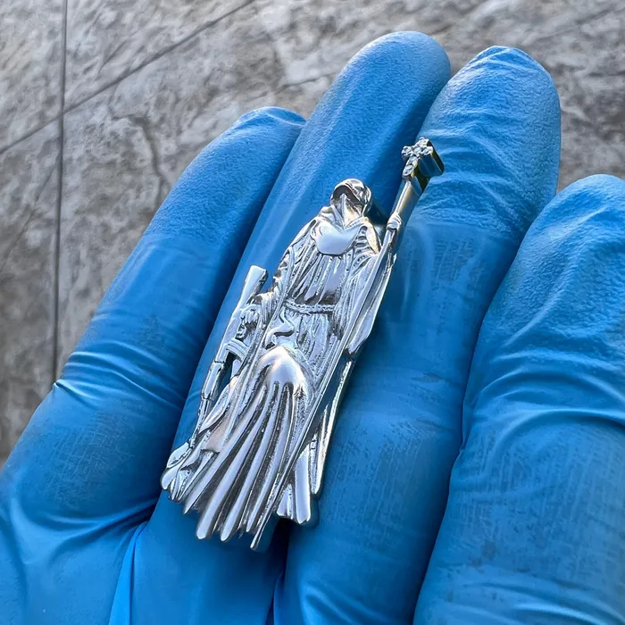 Bling Cartel Necklaces Santa Muerte Matte 925 Silver AK47 Gun Moissanite VVS1 Pendant Dije De Plata Bling Cartel Necklaces Santa Muerte Matte 925 Silver AK47 Gun Moissanite VVS1 Pendant Dije De Plata