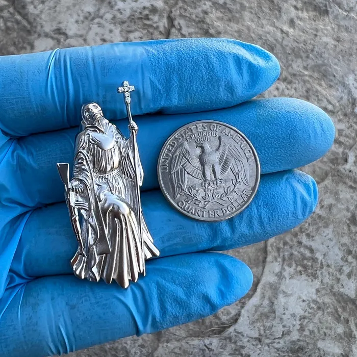Bling Cartel Necklaces Santa Muerte Matte 925 Silver AK47 Gun Moissanite VVS1 Pendant Dije De Plata Bling Cartel Necklaces Santa Muerte Matte 925 Silver AK47 Gun Moissanite VVS1 Pendant Dije De Plata