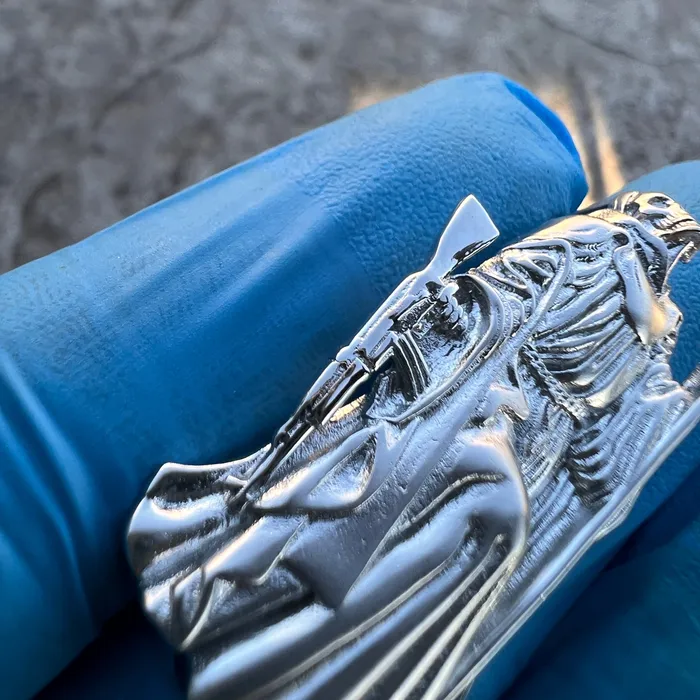 Bling Cartel Necklaces Santa Muerte Matte 925 Silver AK47 Gun Moissanite VVS1 Pendant Dije De Plata Bling Cartel Necklaces Santa Muerte Matte 925 Silver AK47 Gun Moissanite VVS1 Pendant Dije De Plata
