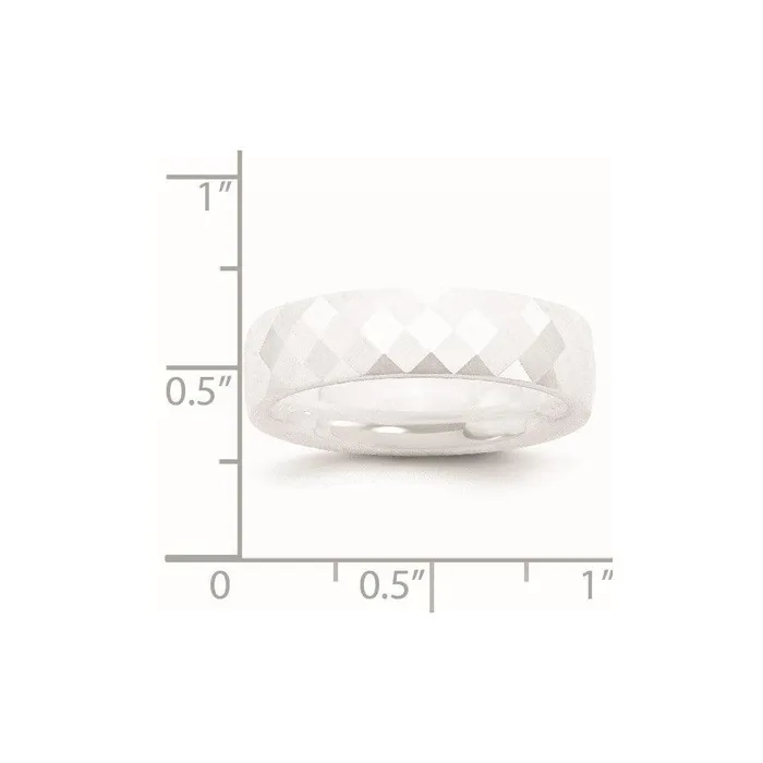 Chisel Rings Ceramic White 6mm Faceted Polished Band