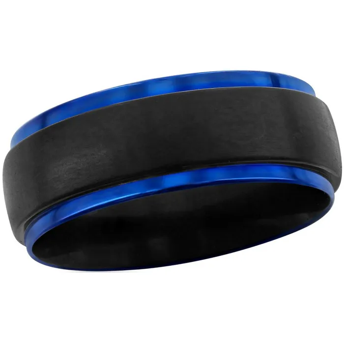 Classic Mens Ring Stainless Steel Black and Blue Band Size 9 SW20859 Rings