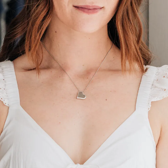 closebymejewelry Tilted Heart Cremation Necklace in Sterling Silver Necklaces