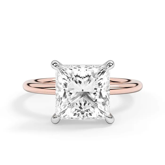 deBebians TwoTone Basket Style Solitaire Engagement Ring White Gold Head Rings