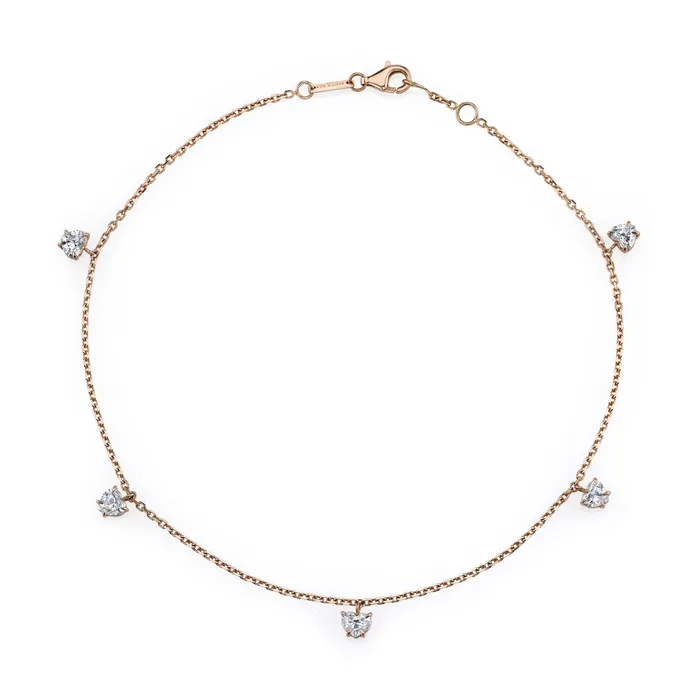 FIVE STONE HEART SHAPED DIAMOND ANKLET anitako Necklaces