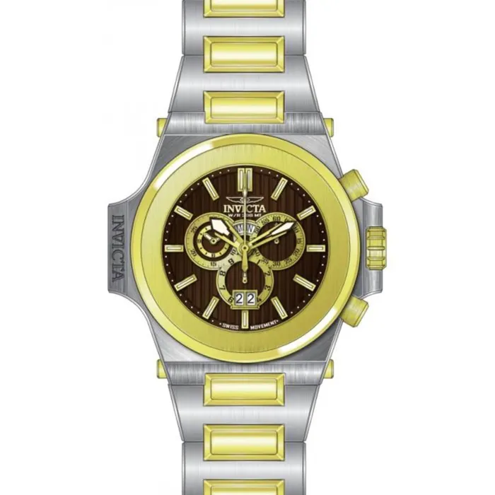 Invicta Bracelets Invicta Mens Chronograph Watch Reserve Akula Brown Dial Two Tone Bracelet 31679