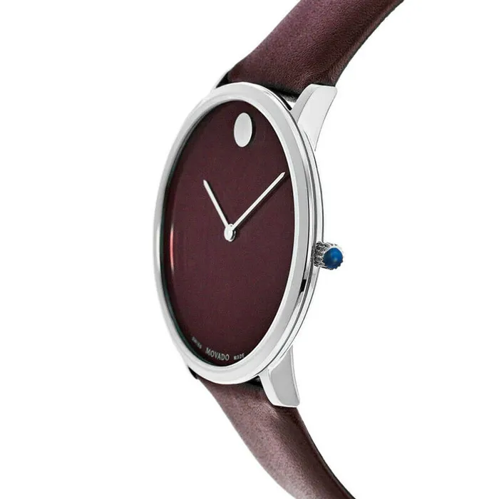Movado Movado Mens Watch Modern 47 Silver Tone Case Brown Dial Leather Strap 0607256 Watches