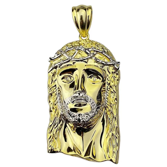 Necklaces Bling Cartel Admin 14k Gold Plated over 925 Silver 25 Real Diamonds Jesus Pendant