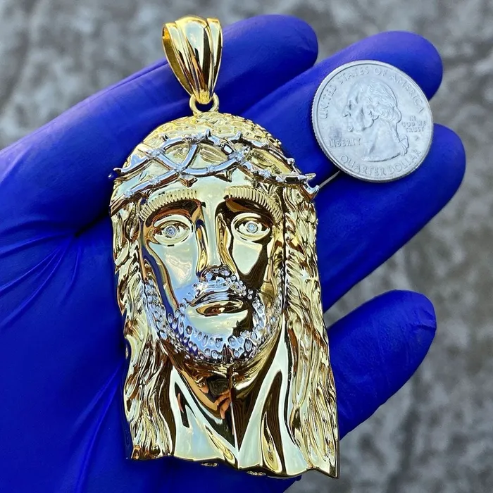 Necklaces Bling Cartel Admin 14k Gold Plated over 925 Silver 25 Real Diamonds Jesus Pendant