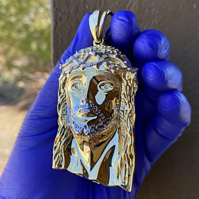 Necklaces Bling Cartel Admin 14k Gold Plated over 925 Silver 25 Real Diamonds Jesus Pendant